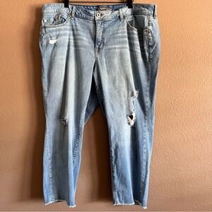 Torrid Light Blue Distressed Vintage Stretch Cropped Boyfriend Jeans Size 20